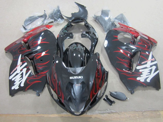 1996-2007 Black Red Flame GSXR 1300 Hayabusa Motorcycle Bodywork 1996-2007 Black Red Flame GSXR 1300 Hayabusa Motorcycle Bodywork