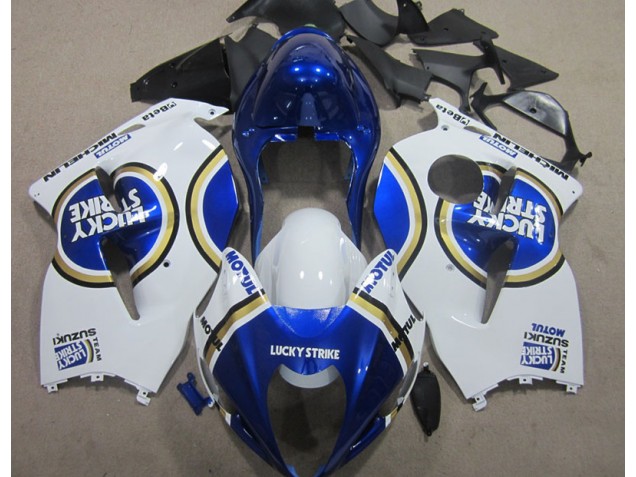 1996-2007 White Lucky Strike Blue Motul GSXR 1300 Hayabusa Motorcycle Fairings 1996-2007 White Lucky Strike Blue Motul GSXR 1300 Hayabusa Motorcycle Fairings