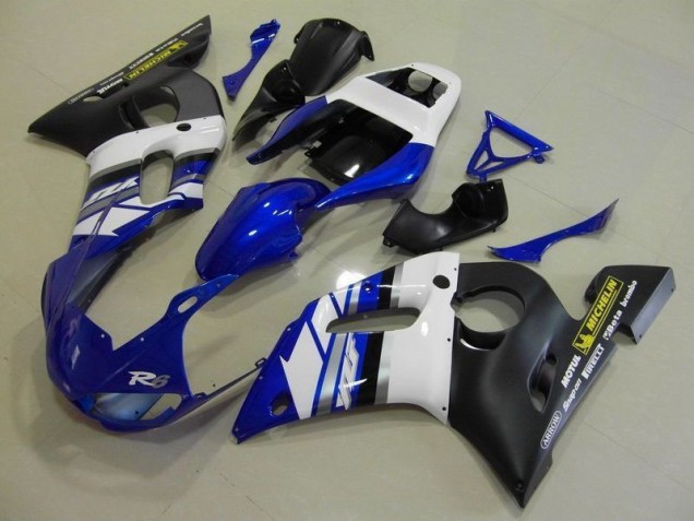 1998-2002 Blue White and Black YZF R6 Motorcycle Fairings 1998-2002 Blue White and Black YZF R6 Motorcycle Fairings