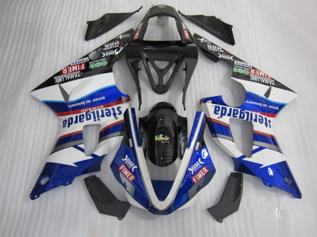 2000-2001 Black White Blue Santander YZF R1 Motorcycle Fairings 2000-2001 Black White Blue Santander YZF R1 Motorcycle Fairings