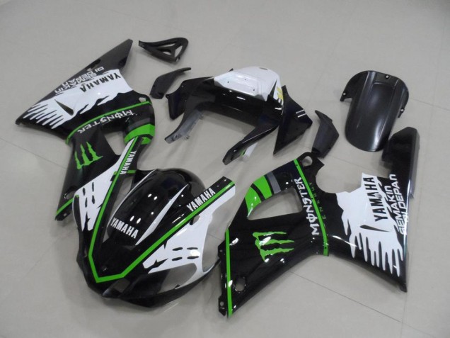 2000-2001 Black White Green Monster YZF R1 Motorcycle Fairing 2000-2001 Black White Green Monster YZF R1 Motorcycle Fairing