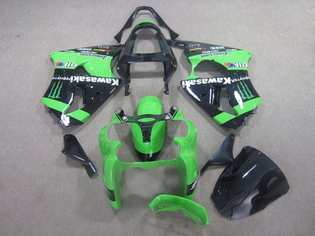 2000-2002 Black Green Monster ZX6R Motorcycle Fairings 2000-2002 Black Green Monster ZX6R Motorcycle Fairings