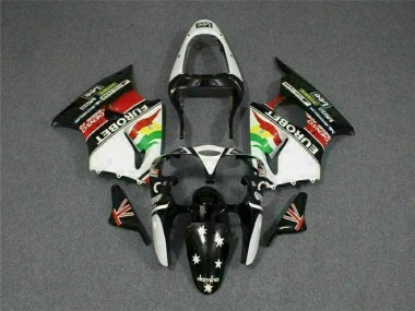 2000-2002 Black White Eurobet ZX6R Motorcycle Fairings