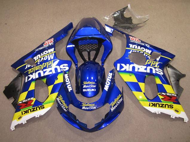 2000-2002 Blue Yellow Telefumica Movistar GSXR 1000 Motorcycle Fairings