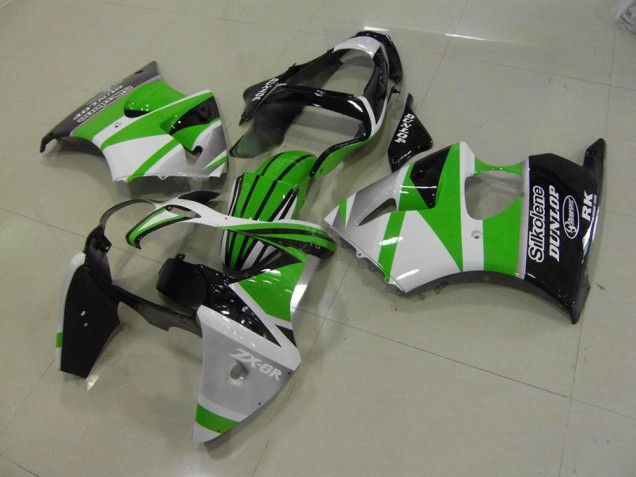 2000-2002 Green White Stripe ZX6R Motorcycle Fairings 2000-2002 Green White Stripe ZX6R Motorcycle Fairings