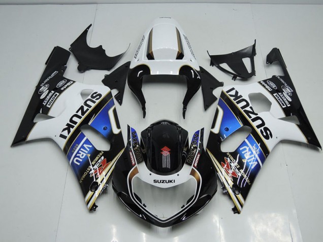 2001-2003 Black White Blue Viru GSXR 750 Motorcycle Fairings 2001-2003 Black White Blue Viru GSXR 750 Motorcycle Fairings