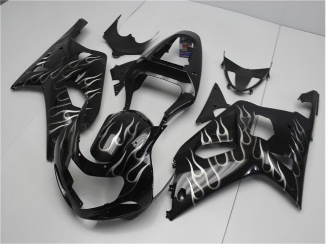 2001-2003 Black White Flame GSXR 600/750 Motorcycle Fairings 2001-2003 Black White Flame GSXR 600/750 Motorcycle Fairings