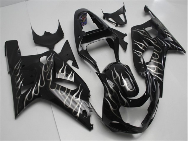 2001-2003 Black White Flame GSXR 600/750 Motorcycle Fairings 2001-2003 Black White Flame GSXR 600/750 Motorcycle Fairings