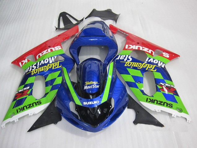 2001-2003 Blue Green Red Telefumia Movistar GSXR 600 Motorcycle Fairings 2001-2003 Blue Green Red Telefumia Movistar GSXR 600 Motorcycle Fairings