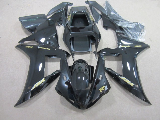 2002-2003 Black with Gold Decal YZF R1 Motorcycle Fairings 2002-2003 Black with Gold Decal YZF R1 Motorcycle Fairings