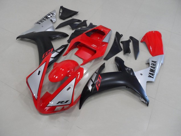 2002-2003 Red Matte Silver YZF R1 Motorcycle Fairings 2002-2003 Red Matte Silver YZF R1 Motorcycle Fairings