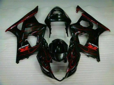 2003-2004 Red Flame GSXR 1000 Motorcycle Fairings