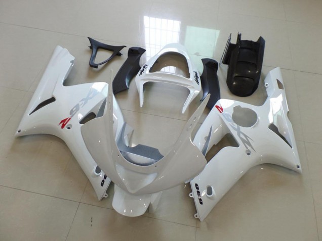 2003-2004 White with Silver Decals ZX6R Motorcycle Fairings