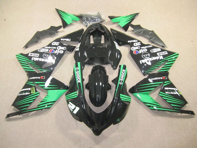 2003-2005 Black Green C-Shock Monster ZX10R Motorcycle Fairings 2003-2005 Black Green C-Shock Monster ZX10R Motorcycle Fairings