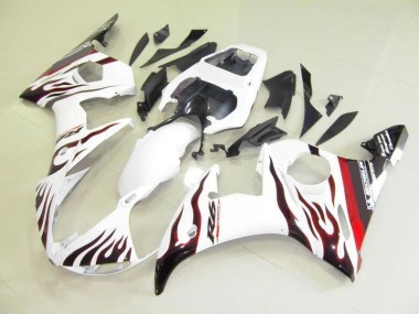 2003-2005 White and Flame YZF R6 Motorcycle Fairings