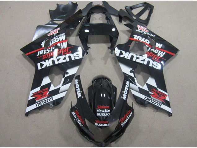 2004-2005 Black Red Telefumia Movistar GSXR 600 Motorcycle Fairings 2004-2005 Black Red Telefumia Movistar GSXR 600 Motorcycle Fairings