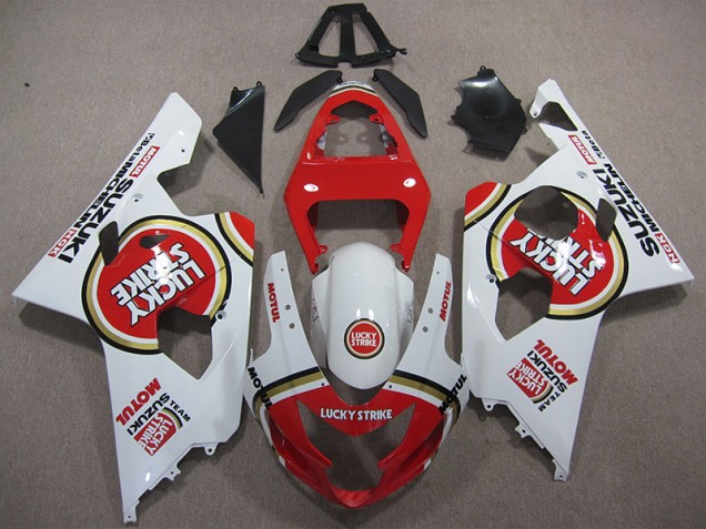 2004-2005 Red White Lucky Strike Motul GSXR 600 Motorcycle Fairings 2004-2005 Red White Lucky Strike Motul GSXR 600 Motorcycle Fairings