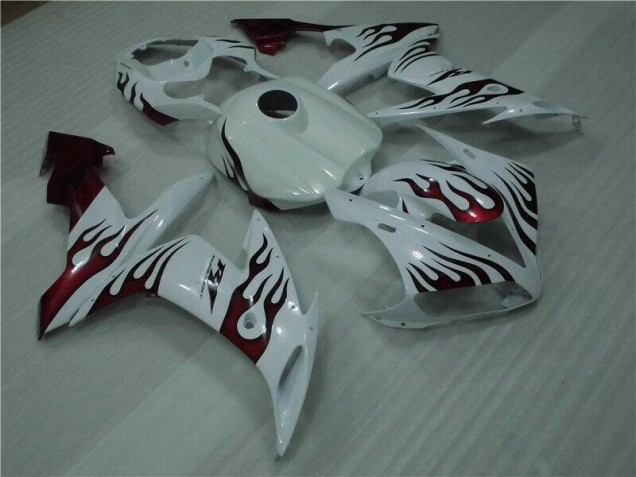 2004-2006 White Red Flame YZF R1 Motorcycle Fairings 2004-2006 White Red Flame YZF R1 Motorcycle Fairings