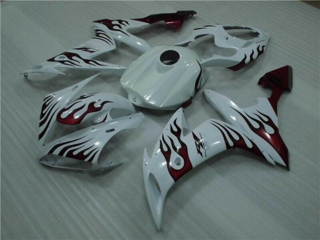 2004-2006 White Red Flame YZF R1 Motorcycle Fairings 2004-2006 White Red Flame YZF R1 Motorcycle Fairings