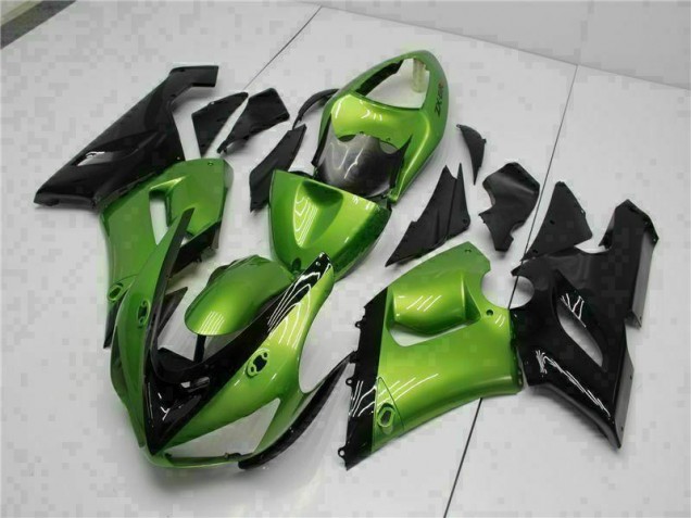 2005-2006 Green ZX6R Motorcycle Fairing Kits & Plastic