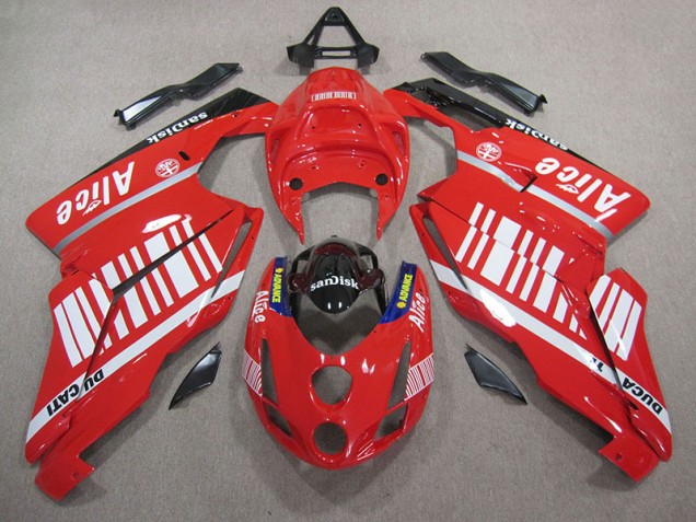 2005-2006 Red White Alice Sandisk Ducati 749 Motorcycle Fairings 2005-2006 Red White Alice Sandisk Ducati 749 Motorcycle Fairings