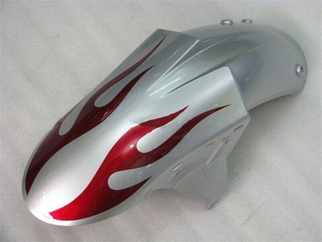 2005-2006 Silver Red Flames ZX6R Motorcycle Fairings