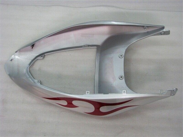2005-2006 Silver Red Flames ZX6R Motorcycle Fairings