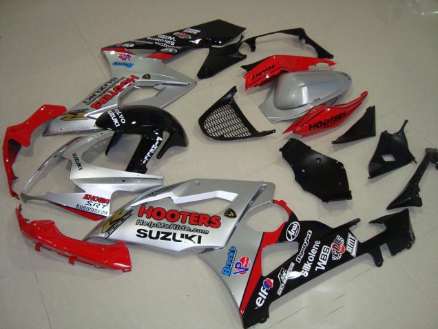 2005-2006 Silver and Red GSXR 1000 Motorcycle Fairings 2005-2006 Silver and Red GSXR 1000 Motorcycle Fairings