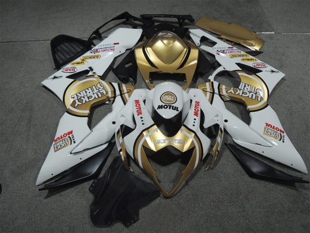 2005-2006 White Gold Lucky Strike Motul GSXR 1000 Motorcycle Fairings