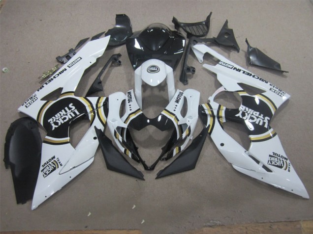 2005-2006 White Lucky Strike Black Motul GSXR 1000 Motorcycle Fairings 2005-2006 White Lucky Strike Black Motul GSXR 1000 Motorcycle Fairings