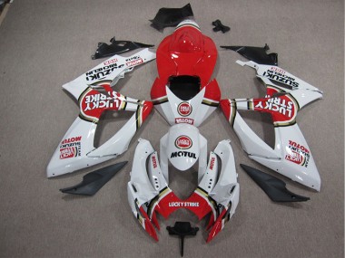 2005-2006 White Lucky Strike Red Motul GSXR 1000 Motorcycle Fairings