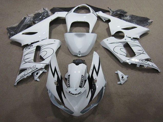 2005-2006 White Ninja 636 ZX6R Motorcycle Fairings 2005-2006 White Ninja 636 ZX6R Motorcycle Fairings