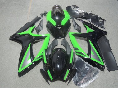 2006-2007 Black Green GSXR 600 Motorcycle Fairing