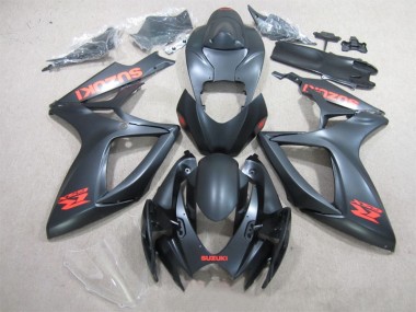 2006-2007 Black Red Decal GSXR 600 Motorcycle Fairings