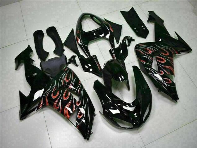 2006-2007 Black Red Flame ZX10R Motorcycle Fairing 2006-2007 Black Red Flame ZX10R Motorcycle Fairing