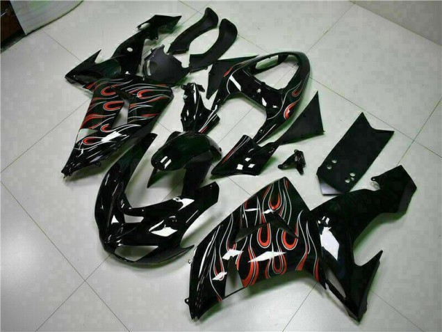 2006-2007 Black Red Flame ZX10R Motorcycle Fairing 2006-2007 Black Red Flame ZX10R Motorcycle Fairing