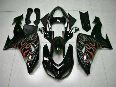 2006-2007 Black Red Flame ZX10R Motorcycle Fairing