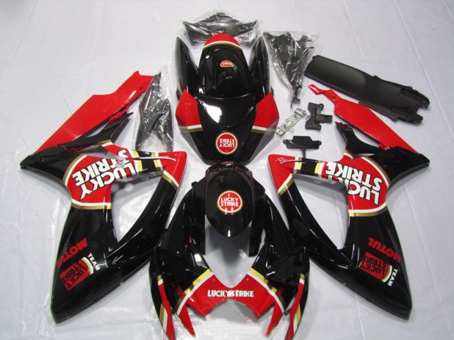 2006-2007 Black Red Lucky Strike Motul GSXR 600 Motorcycle Fairings 2006-2007 Black Red Lucky Strike Motul GSXR 600 Motorcycle Fairings