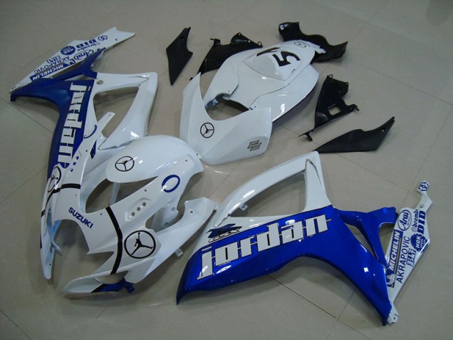 2006-2007 Blue White Jordan GSXR 750 Motorcycle Fairings 2006-2007 Blue White Jordan GSXR 750 Motorcycle Fairings
