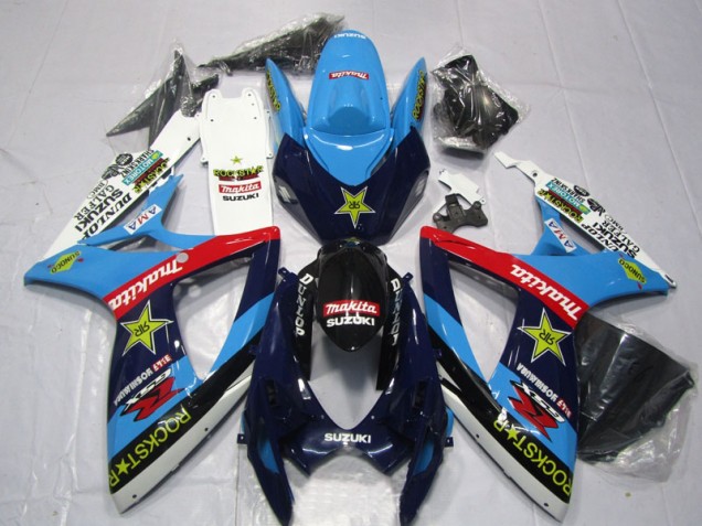2006-2007 Blue White Rockstar Makita GSXR 600 Motorcycle Fairings