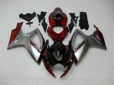 2006-2007 Red Silver GSXR 600/750 Motorcycle Fairings