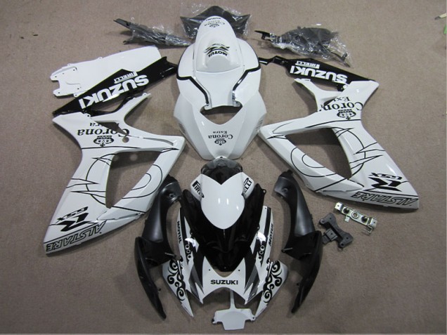 2006-2007 White Black Corona Extra GSXR 600 Motorcycle Fairings 2006-2007 White Black Corona Extra GSXR 600 Motorcycle Fairings