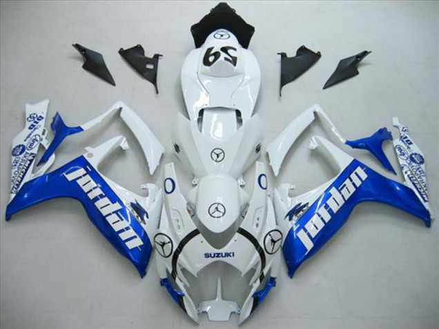 2006-2007 White Blue Jordan GSXR 600 Motorcycle Fairings 2006-2007 White Blue Jordan GSXR 600 Motorcycle Fairings