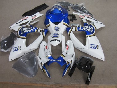 2006-2007 White Blue Lucky Strike Motul GSXR 600 Motorcycle Fairings