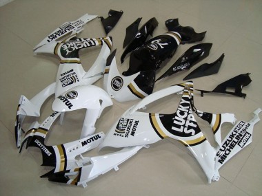 2006-2007 White Lucky Strike Black Motul GSXR 750 Motorcycle Fairings
