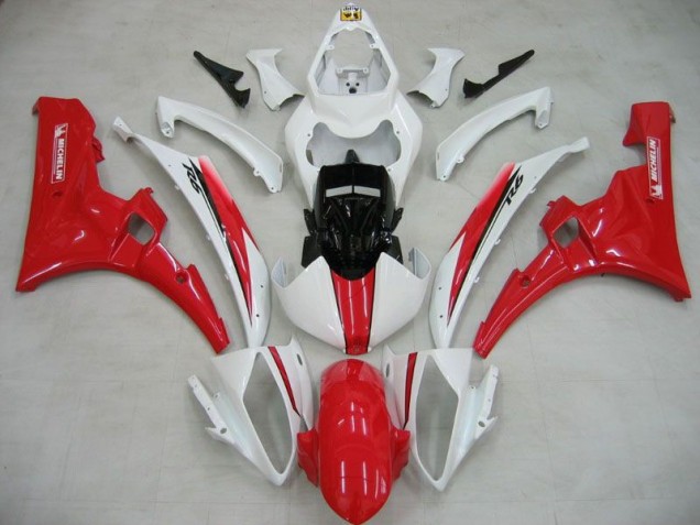 2006-2007 White Red Michelin YZF R6 Motorcycle Fairings