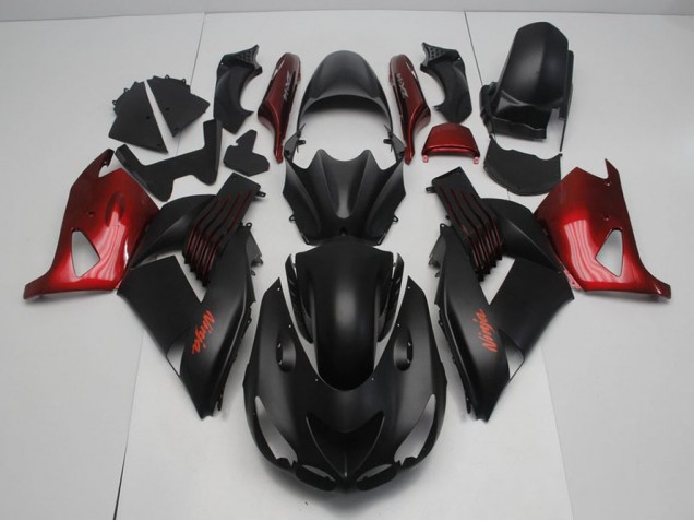 2006-2011 Matte Black and Red ZX14R ZZR1400 Motorcycle Fairings 2006-2011 Matte Black and Red ZX14R ZZR1400 Motorcycle Fairings
