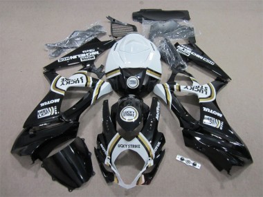 2007-2008 Black Lucky Strike White Motul GSXR 1000 Motorcycle Fairings
