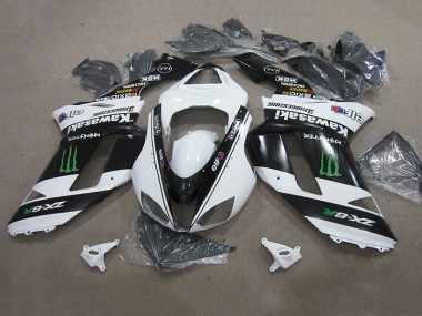 2007-2008 Black White Monster ZX6R Motorcycle Fairings