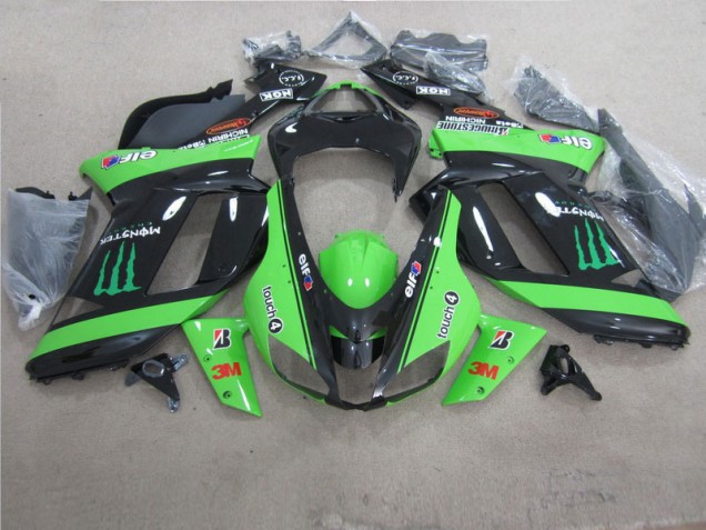 2007-2008 Green Black 3M Monster ZX6R Motorcycle Fairings